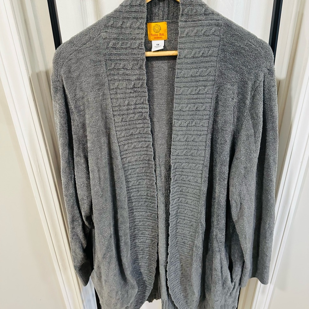 Ruby Rd Gray Cozy Cardigan - Picture 3 of 10